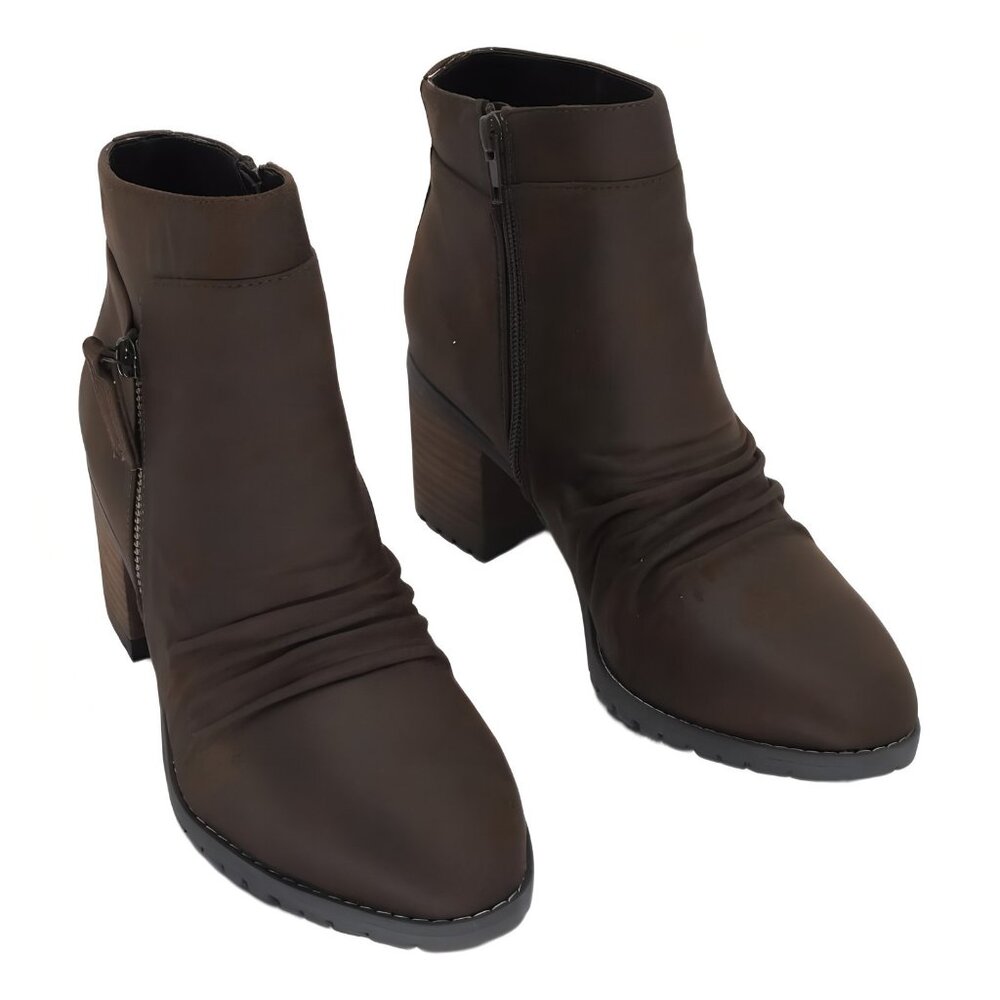 Bella Vita Janita Block Heel Ankle Boots Brown 8M